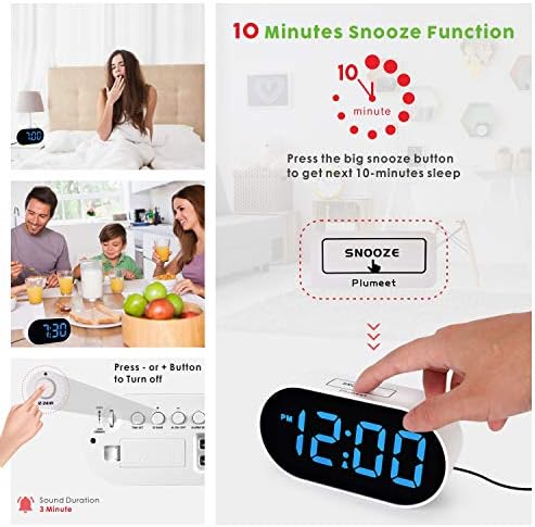Plumeet Digital Alarm Clock with LED Display and Snooze Function