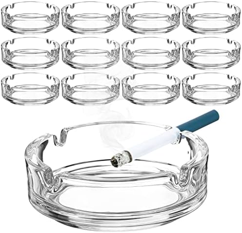 Fabbay Clear Glass Ashtrays Set of 12 for Cigarettes