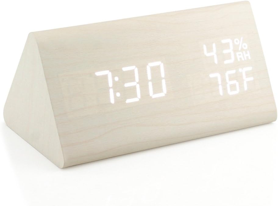 OCT17 Wooden Alarm Clock with Smart LED Display