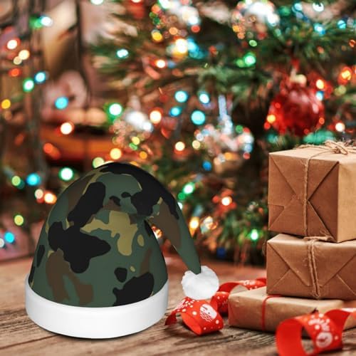 Camouflage Santa Hat Plush Light Up for Christmas Party