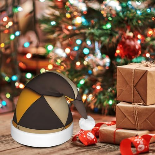 QINZHENG LED Santa Hat with Yellow Brown Triangles Print for Christmas Party