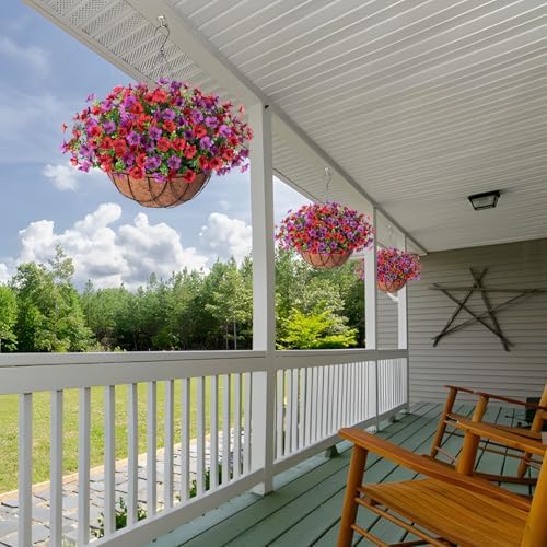 Artificial Silk Flower Hanging Basket with Daisy and Eucalyptus Leaves