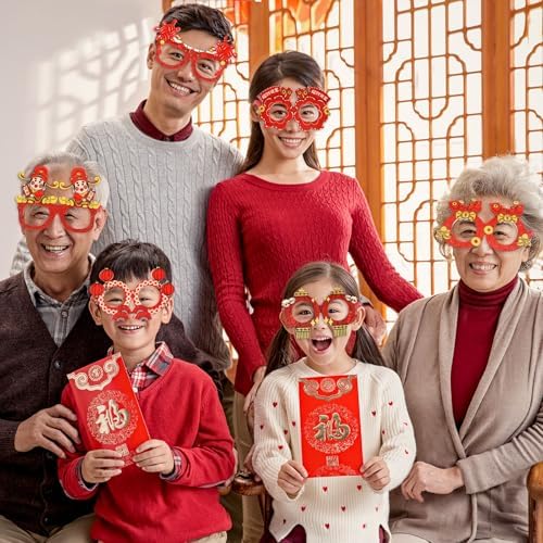 HOWAF 12 Piece Chinese New Year Plastic Glasses Set