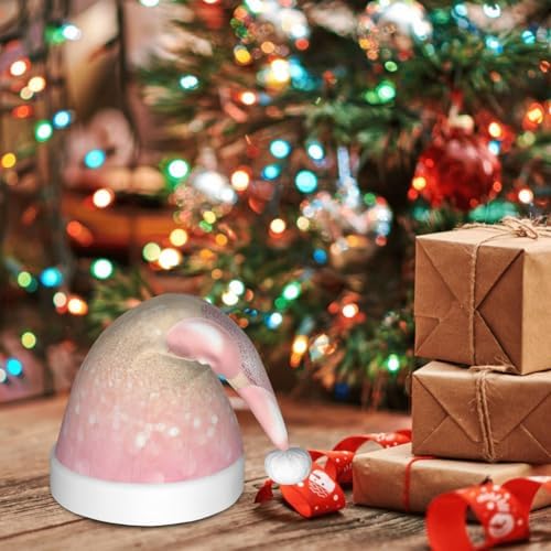 Pink Glitter Balloon Print Santa Hat Small Size