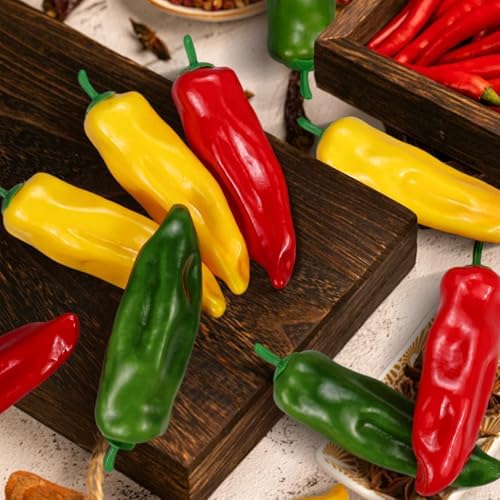 Lorigun 12Pcs Artificial Chili Fake Pepper for Decoration