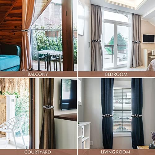 NICEEC Magnetic Curtain Tiebacks 2 Pack Black White