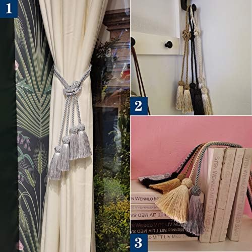 Elegant Curtain Tiebacks with Tassel Grey 2 Pack