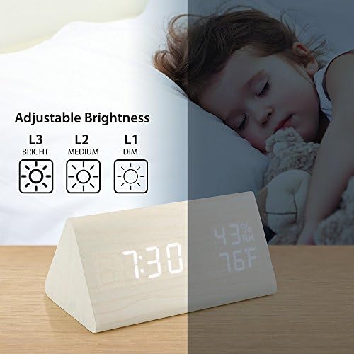 OCT17 Wooden Alarm Clock with Smart LED Display