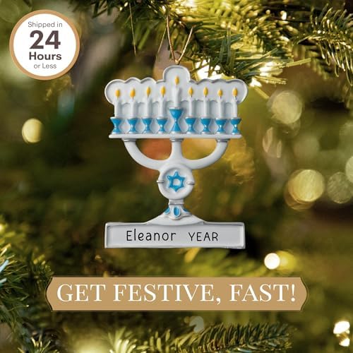 Personalized Menorah Ornament 2025 Custom Gift for Hanukkah