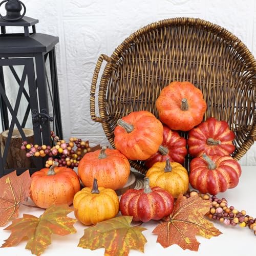 Realistic Mini Pumpkin Decor 16PCS for Fall