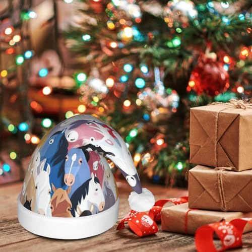 QINZHENG LED Cartoon Horses Santa Hat for Christmas Party