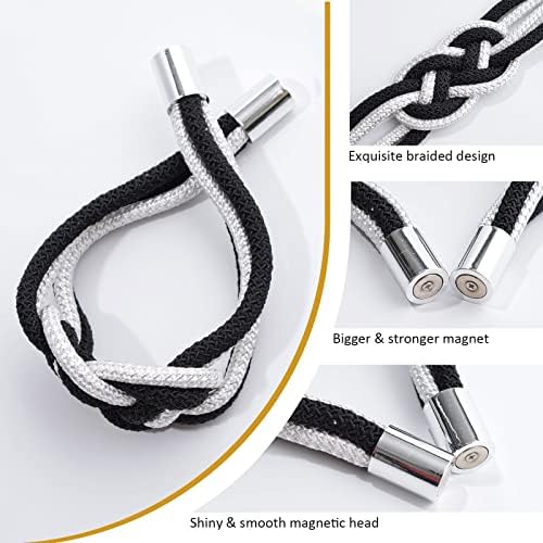 NICEEC Magnetic Curtain Tiebacks 2 Pack Black White