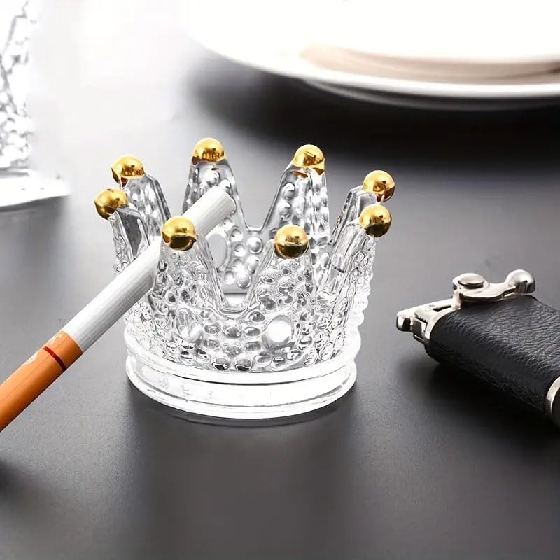 3Pcs Creative Glass Ashtray with Crown Design