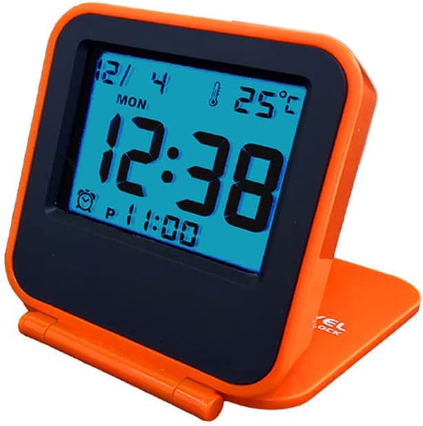 Compact Digital Travel Alarm Clock with Night Light and Folding Design