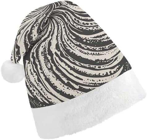 Santa Hat White Leaf Swirl Christmas Headwear for Adults