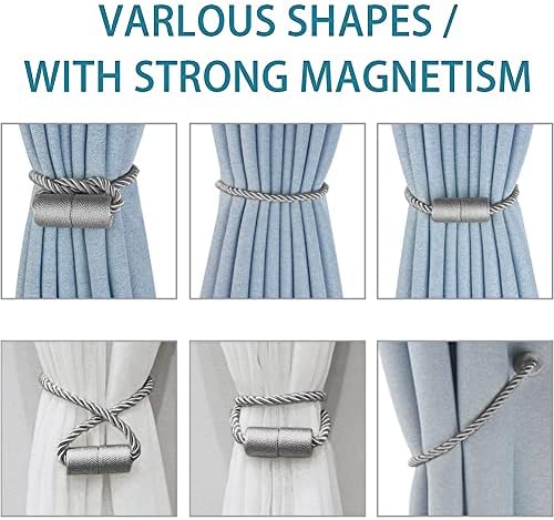 2 Pack Strong Magnetic Curtain Holdbacks - Grey