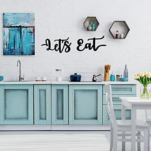 Hotop 2 Piece Lets Eat Metal Wall Sign Set