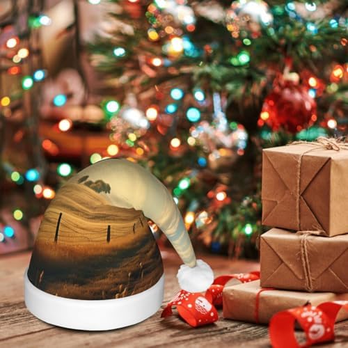 Country Lifestyle Print Christmas Santa Hat Plush Light Up for Adult