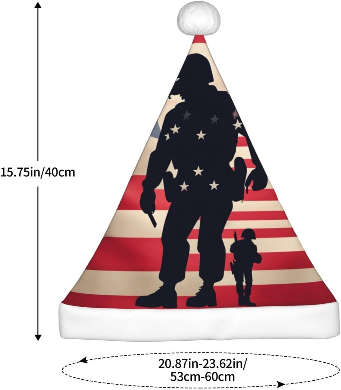 US Military Soldiers Patriotic Christmas Santa Hat Plush for Adults