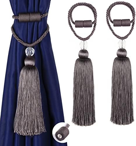 BEL AVENIR Magnetic Curtain Holdbacks Tassel Rope Tieback