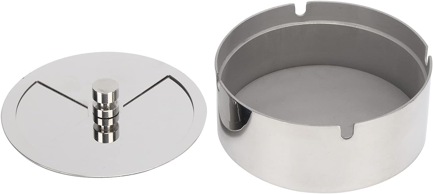 Stainless Steel Ashtray with Lid Windproof
