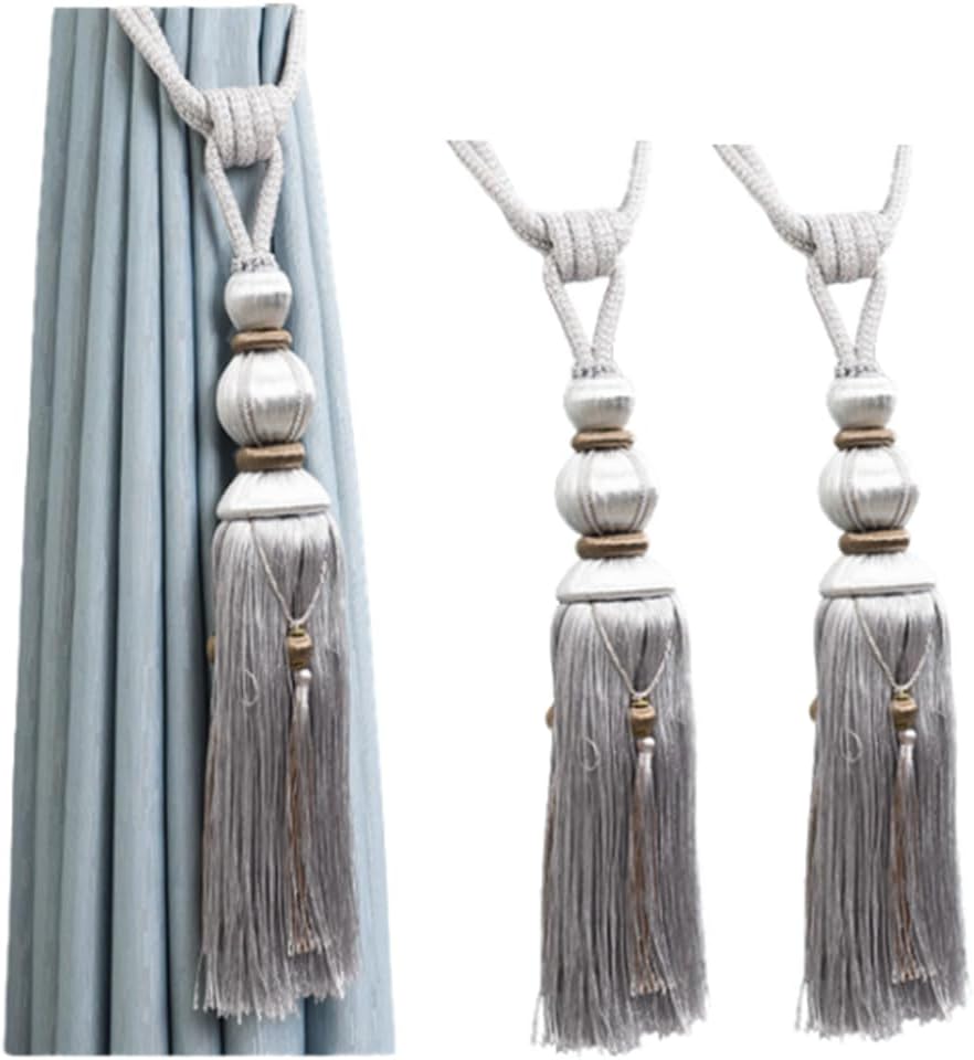 LDFWAY Curtain Tiebacks with Tassels 2 Pack Grey