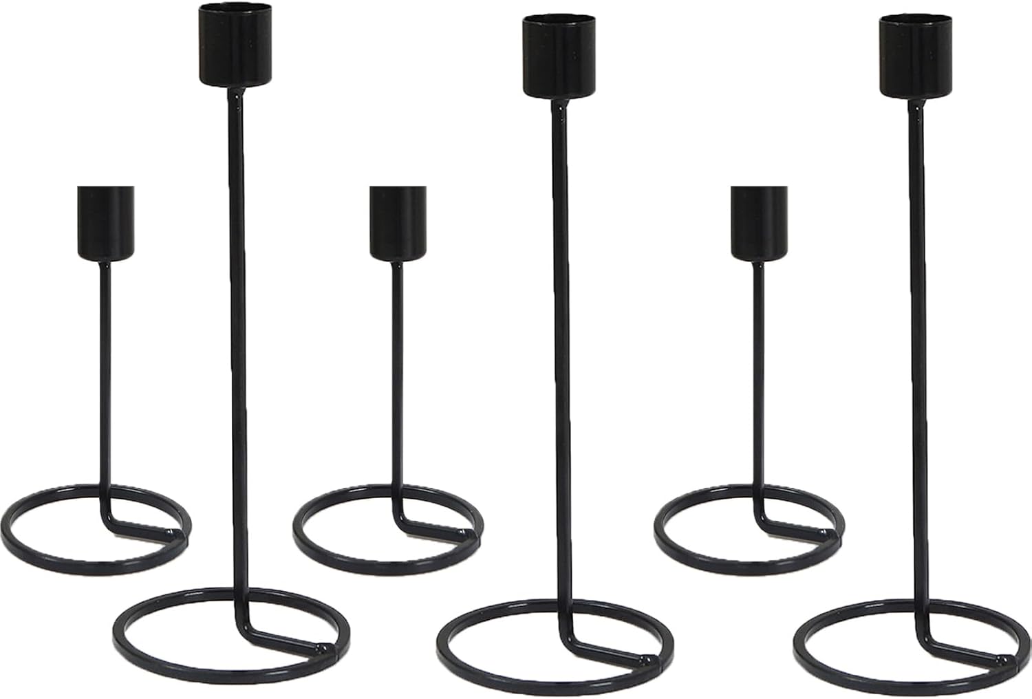 Black Brass Taper Candlestick Set of 6