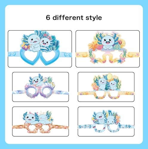 12 Pcs Blue Axolotl Party Eyewear for Birthday Decorations