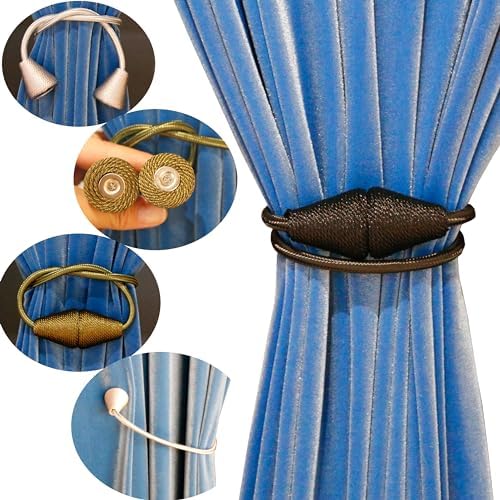JoySusie Magnetic Curtain Tiebacks Black Cone Shape
