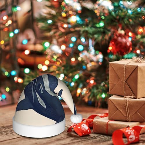 Whales01 Print Christmas Santa Hat Plush for Adults