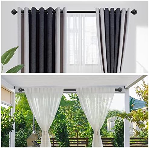 OLV Black Industrial Curtain Rods 48-84 Inch