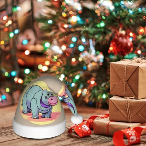 QinZheng Cartoon Hippo Santa Hat Personalized Xmas Gift for Women Adult