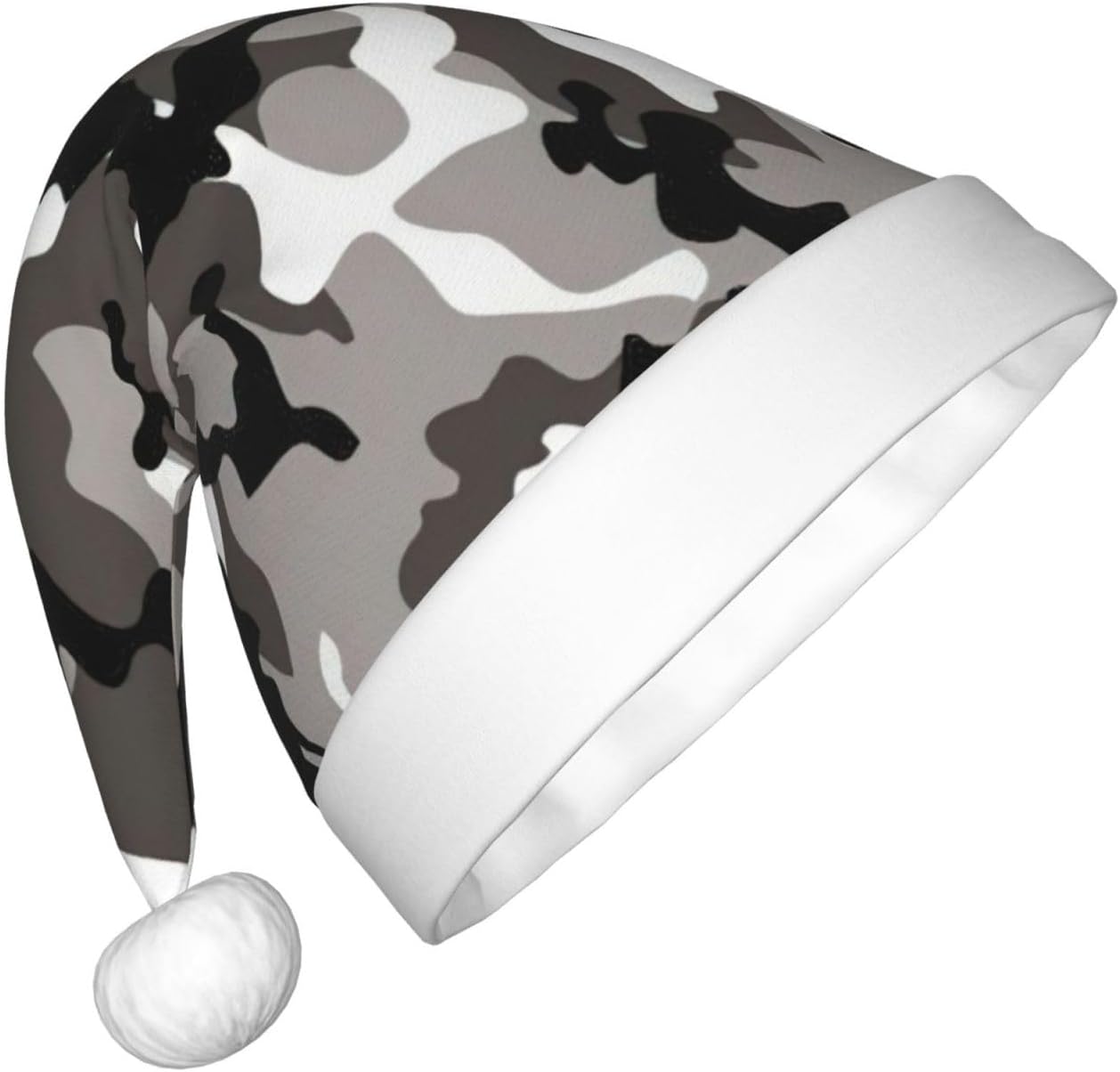 Zkyfll Christmas Santa Hat with Grey White Camo Print