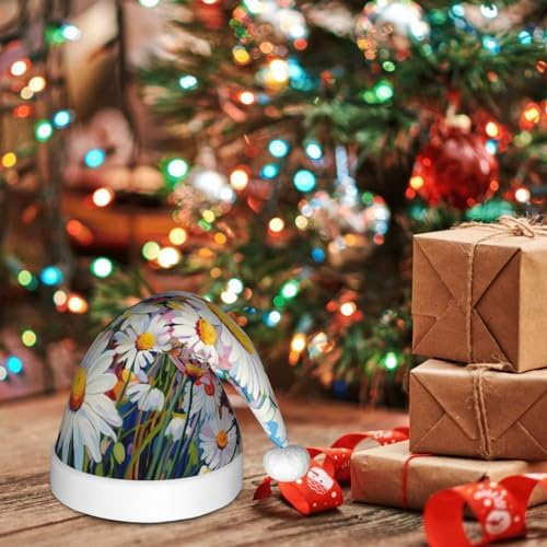 Summer Floral Daisies Christmas Santa Hat Small Plush