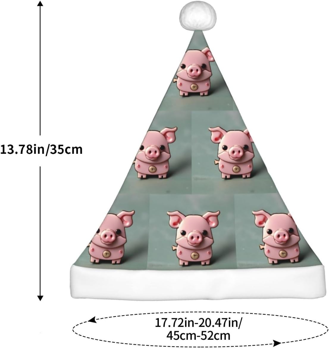 Pink Pig Print Christmas Santa Hat Small Size