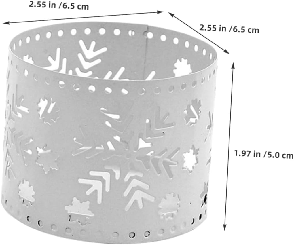 Happyyami Christmas Candle Holders White Iron Hollow Snowflake Design