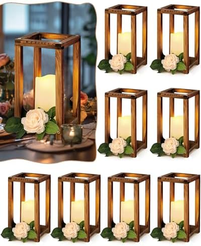 16 Pcs Lantern Wedding Centerpieces Set Brown