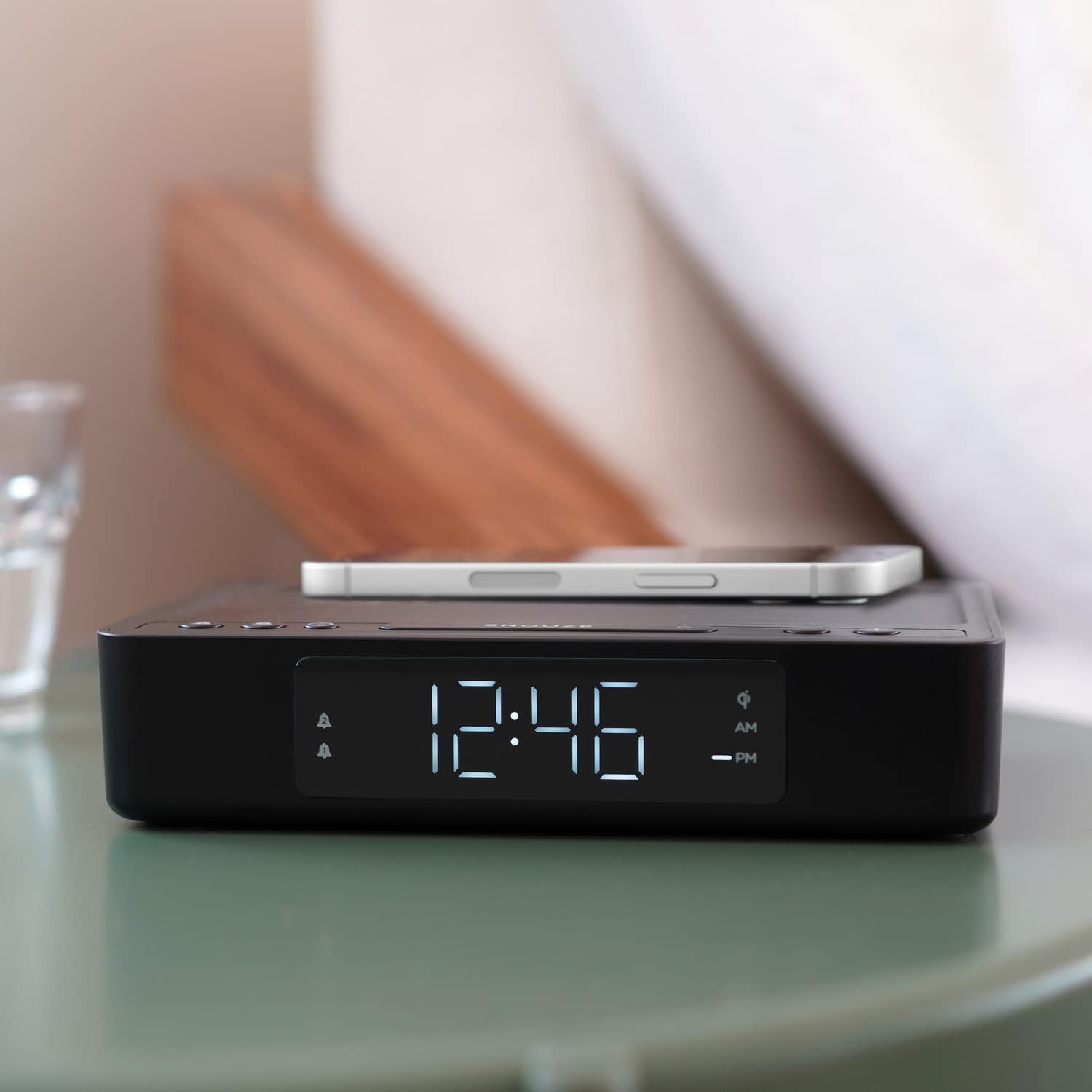 Digital Alarm Clock with Wireless Charging Pad and Dual Alarm