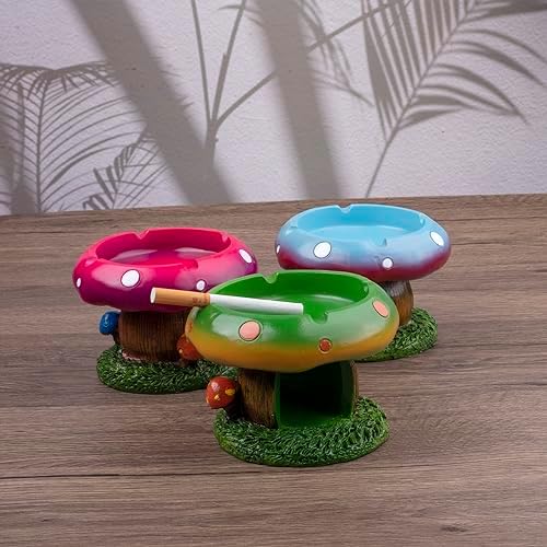 Yblenic Green Mushroom Resin Ashtray with Cigarette Holders