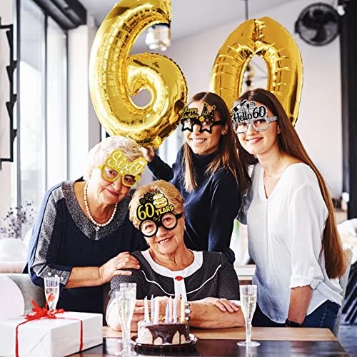 Threan 36 Pcs 60th Birthday Paper Eyeglasses