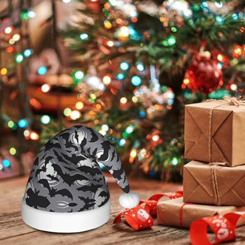 Halloween Bats Grey Santa Hat for Christmas Party Favors