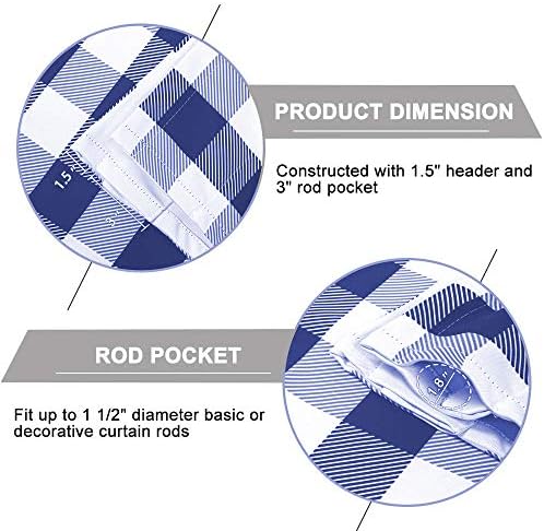 Farmhouse Curtains Buffalo Plaid Swag Pair Navy Blue