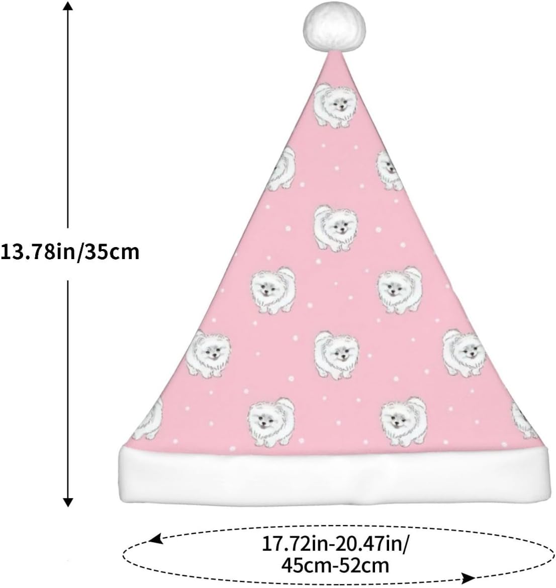 Pomeranians Puppies and Point Print Santa Hat Small Size