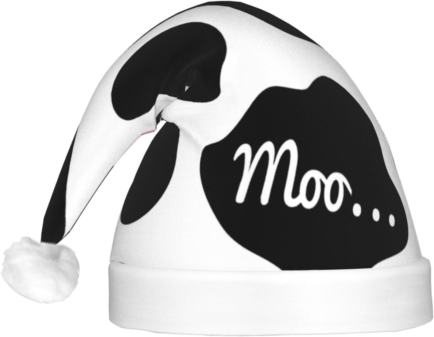 QINZHENG LED Santa Hat with Milk Cow Print for Christmas Party