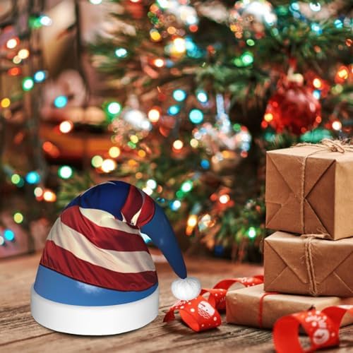 QINZHENG Personalized Santa Hat with Puerto Rico Wallpaper Flag Design