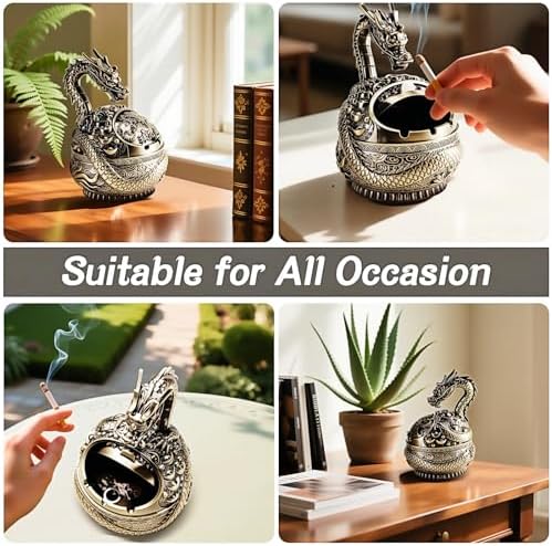 Stylitzy 2025 Dragon Ashtray with Lid for Cigarettes