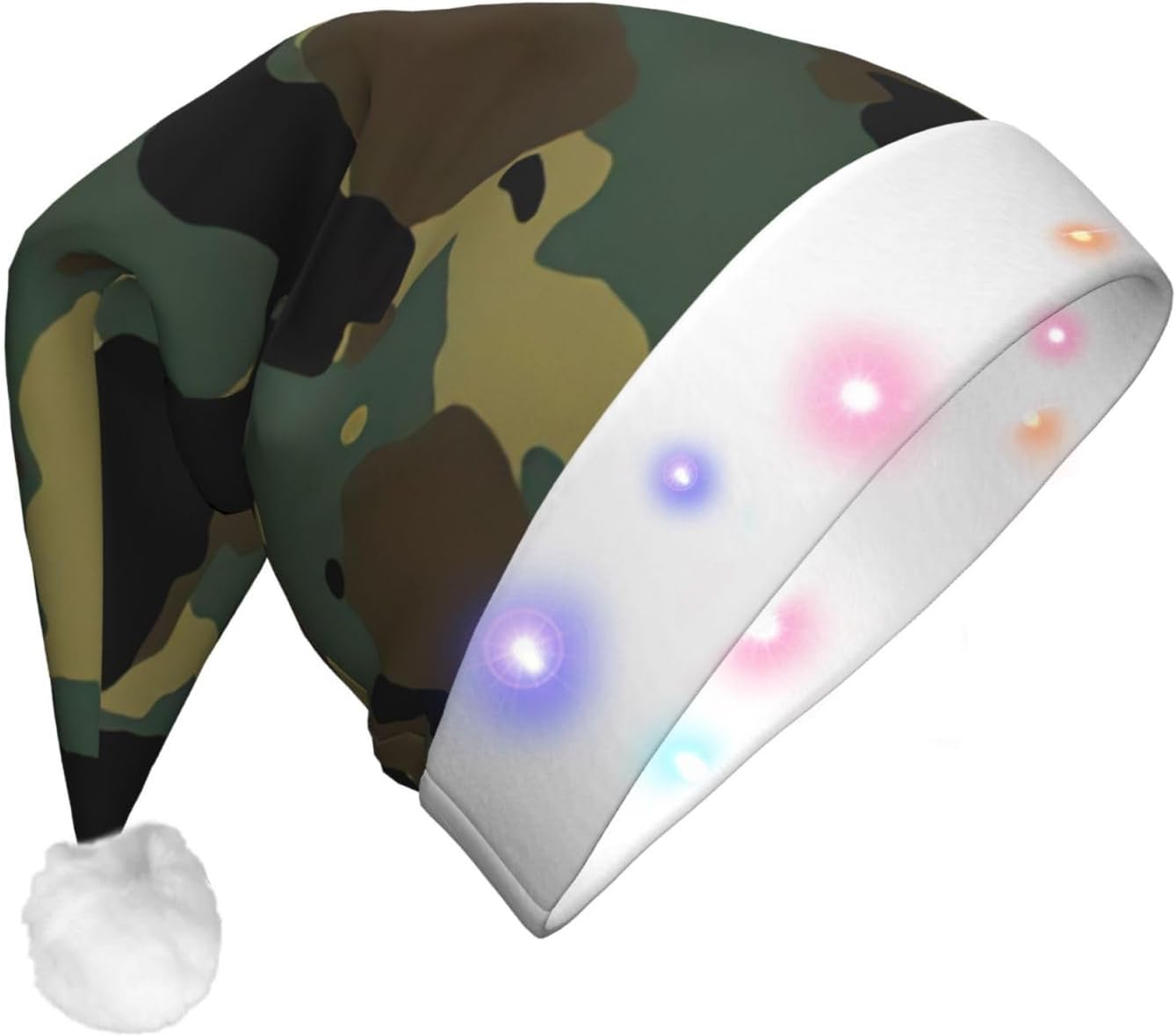Camouflage Christmas Santa Hat with Light Up LED