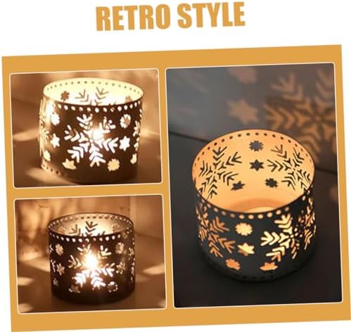 Happyyami Christmas Candle Holders White Iron Hollow Snowflake Design