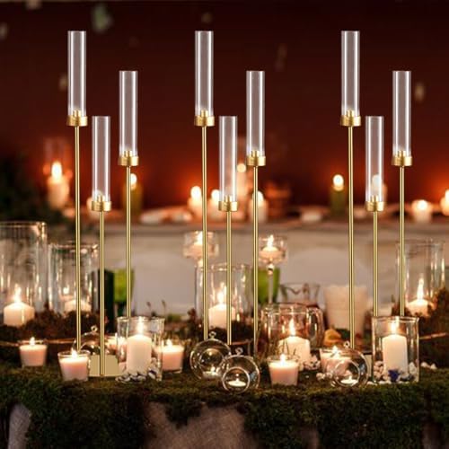 Vincidern 20pcs Gold Candelabra with Acrylic Lampshade