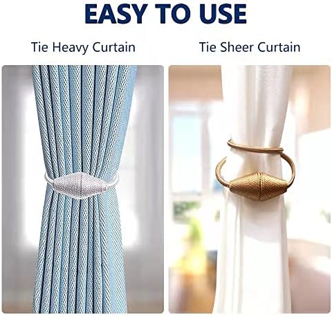 2 Pack Strong Magnetic Curtain Holdbacks with Decorative Weave